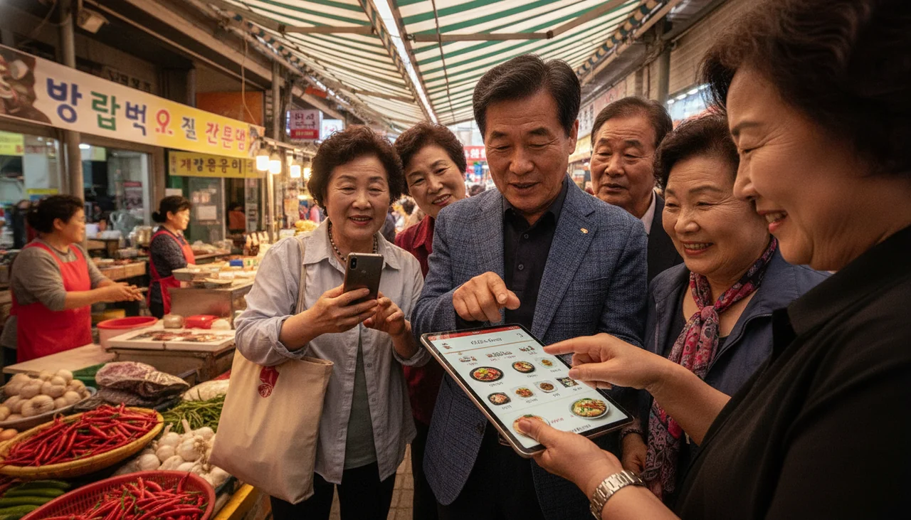 손으로 가리킨 외국어 메뉴판