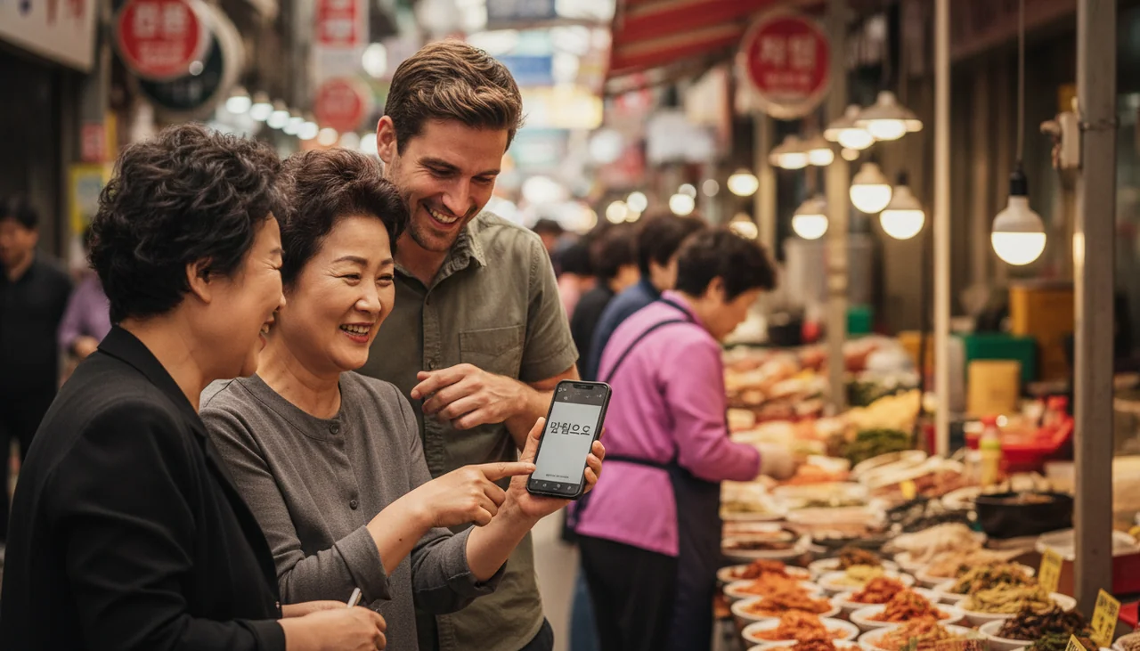 외국인과 대화하는 모습