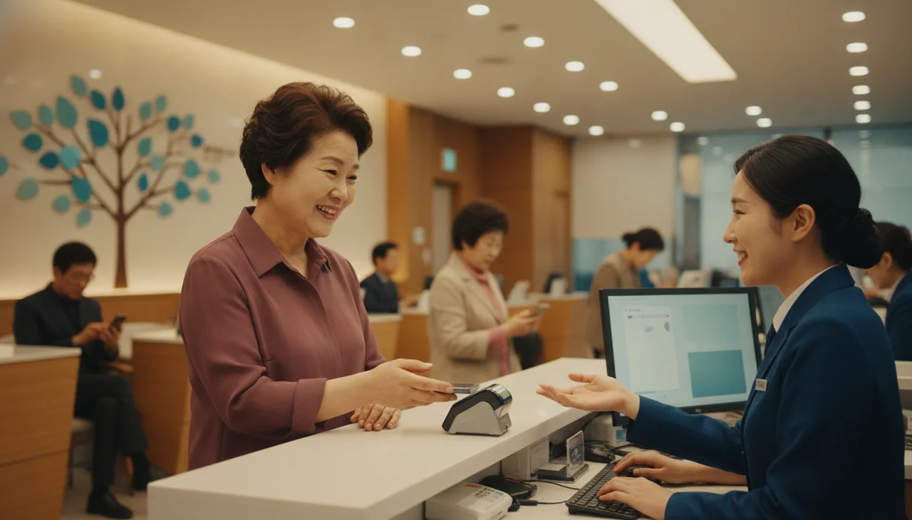 은행 창구 직원과 고객