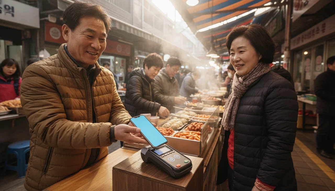 결제 단말기에 폰 대기